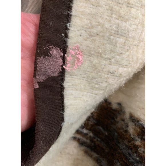 Vintage Biederlack Blanket Mare and Foal FLAWS Tag Removed 60x 78" Reversible Br - Picture 2 of 9